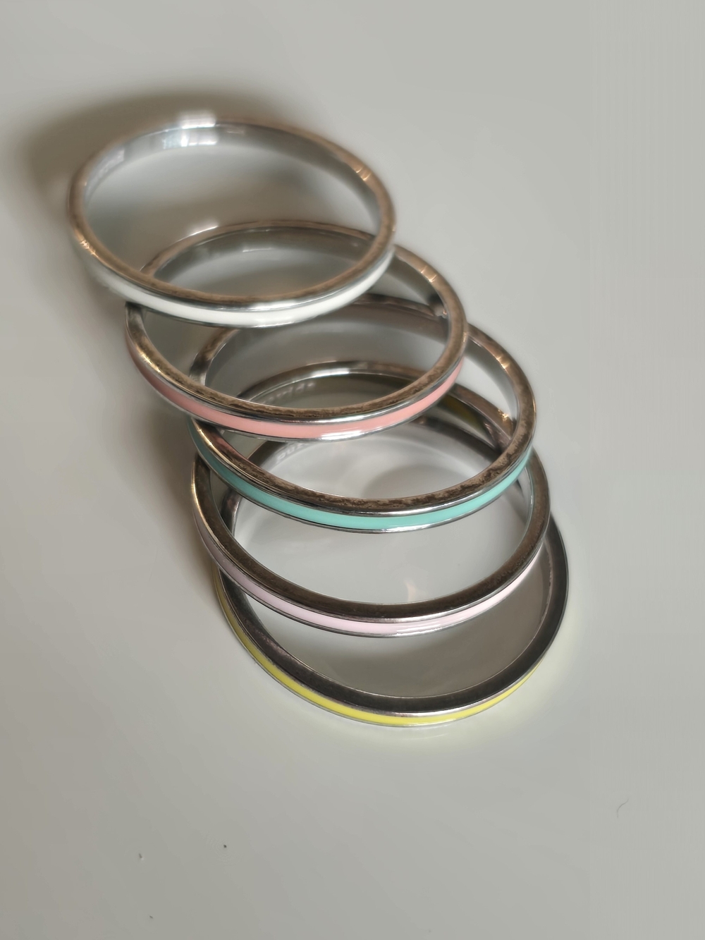 Multi-Color Stacked Enamel Rings